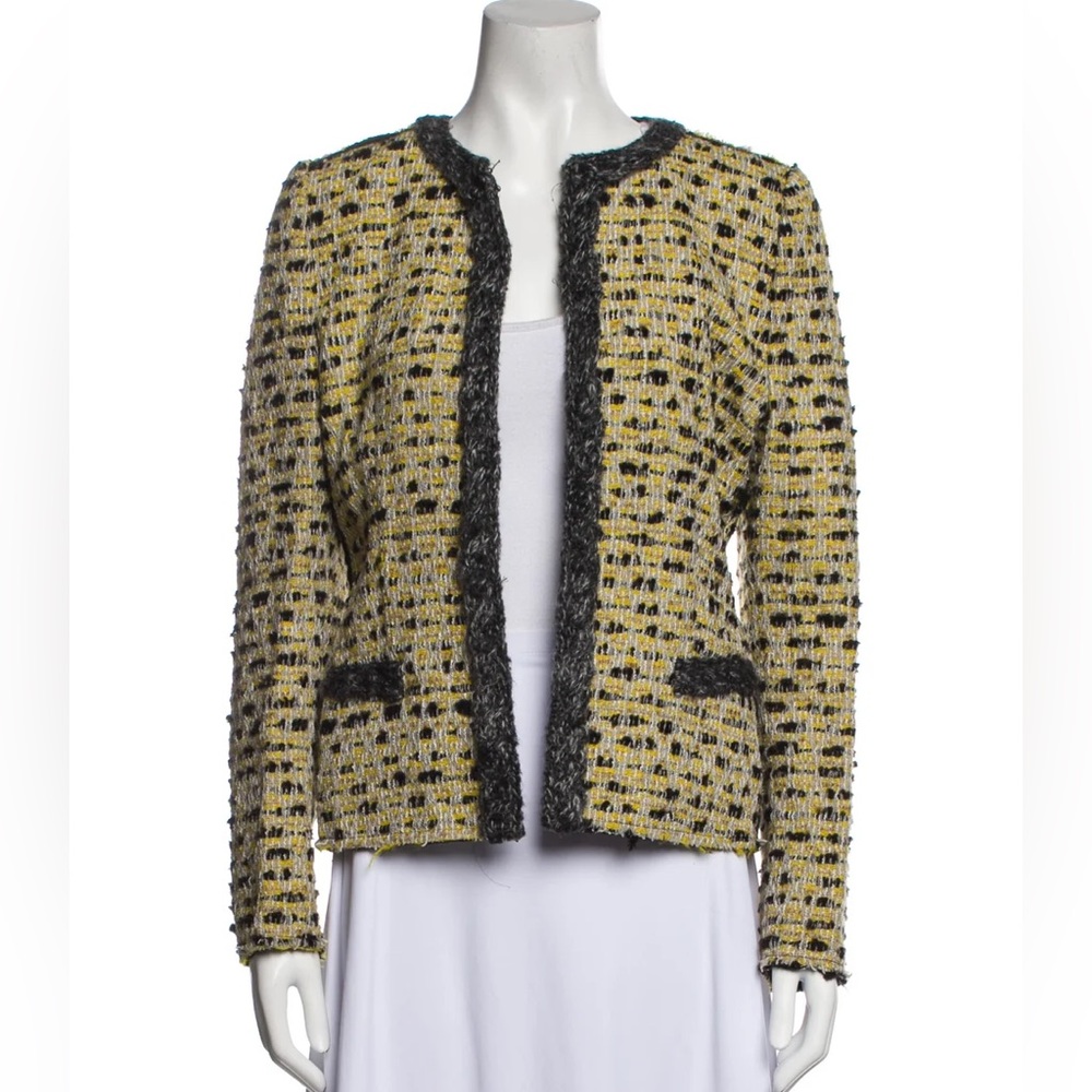 M Missoni yellow tweed jacket blazer 6 Chanel -style , boucle knit